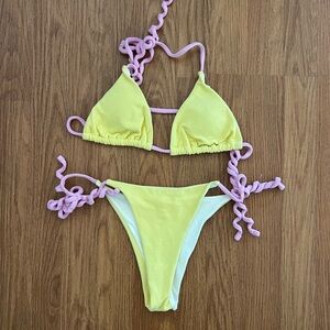 Yellow and Pink Bikini Set